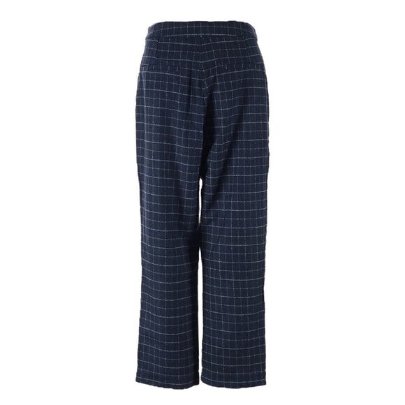 The Korner Anthropologie Tailored Dress Pants NWT Navy Grid Plaid Print Ankle 4 - Picture 3 of 11